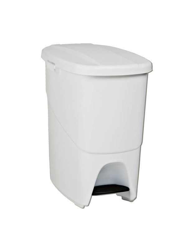 CUBO BASURA PLASTICO C/PEDAL BLANCO 25 LTS.
