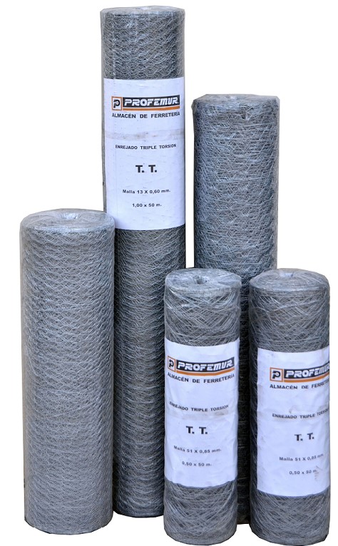 ENREJADO TRIPLE TORSION GALVANIZADO 13X 60 (0,7) (ROLLO 50MT)