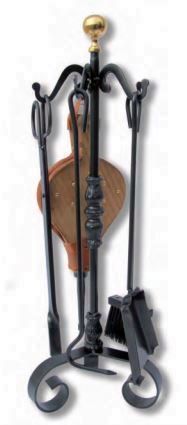 JUEGO CHIMENEA FLORES CORTES 35012 BOLA DORADA  5 PZAS. 72 CM.