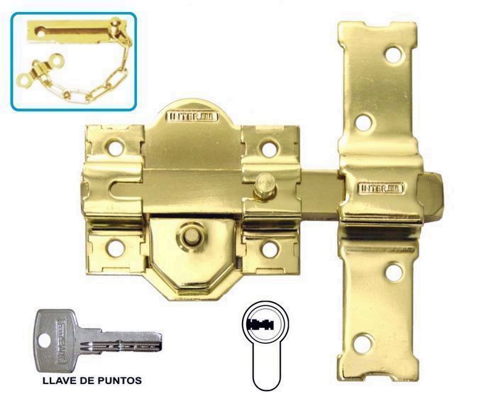 CERROJO INTERFER MODELO 31S DORADO CILINDRO PERA