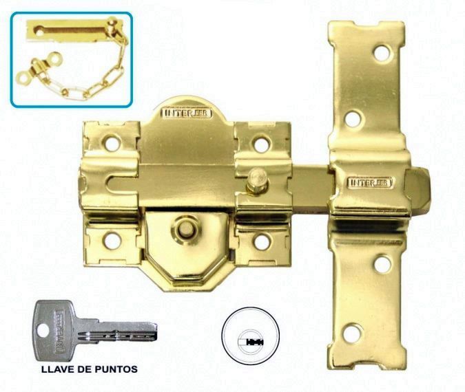 CERROJO INTERFER MODELO 31S DORADO CILINDRO REDONDO
