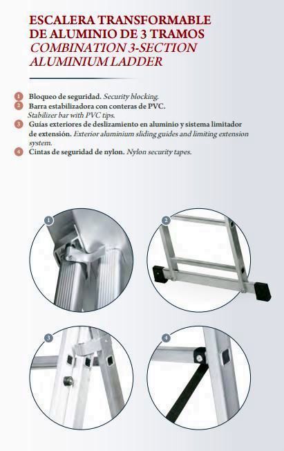 ESCALERA ALTIPESA ALUMINIO  11 PELDAÑOS 3 TRAMOS (9,09)