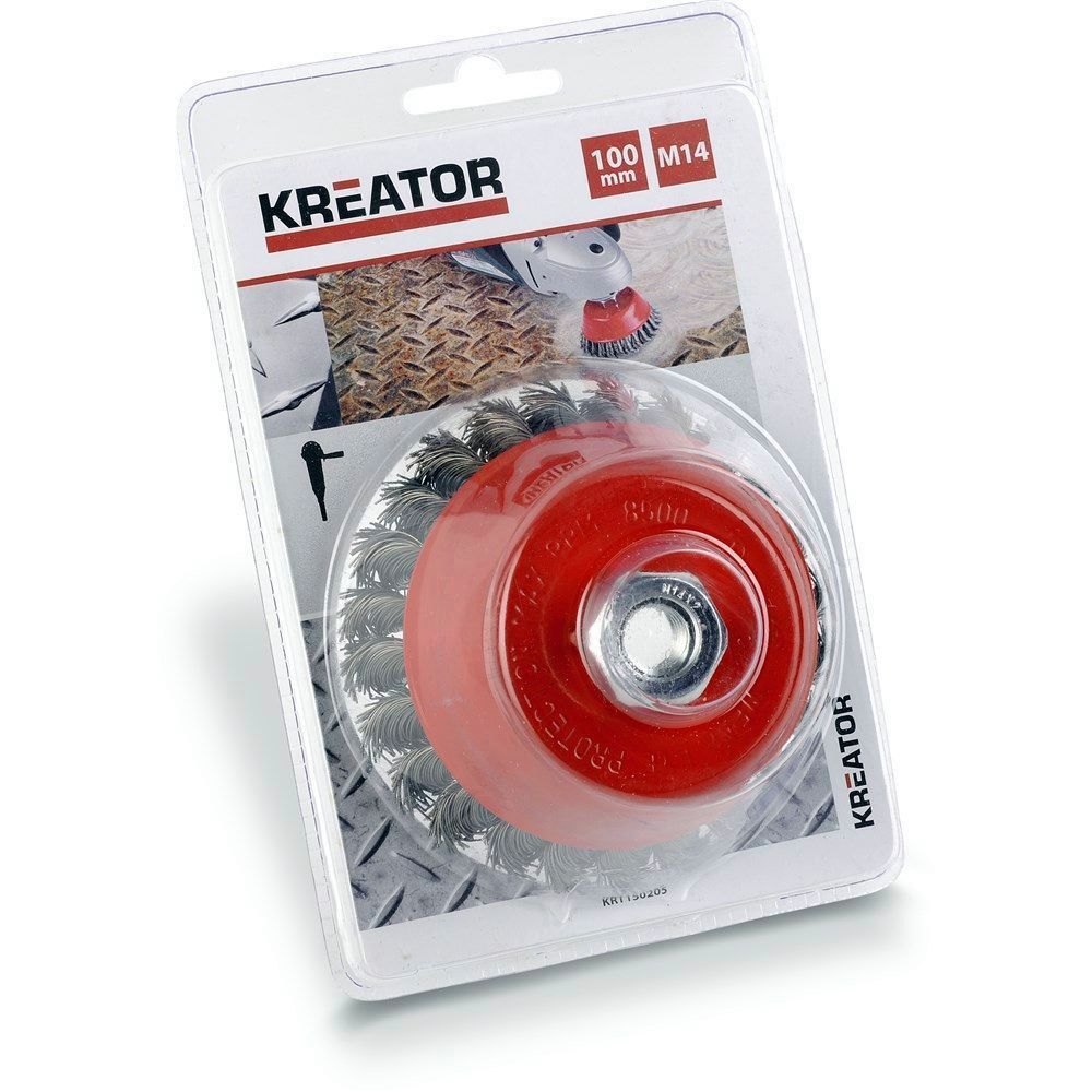 CEPILLO TAZA KREATOR KRT150205 TRENZAZDO (100 MM) ROSCA 14 MM