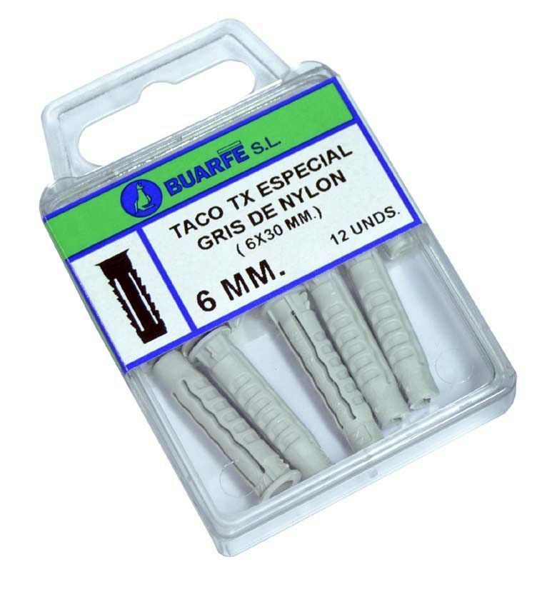 TACO GRIS 5MM. TX NYLON BLISTER 14 UND. BUARFE