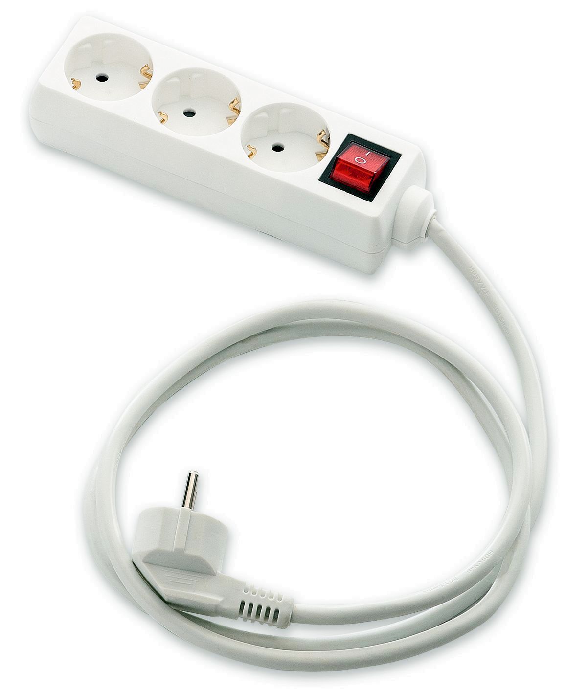 BASE MULTIPLE 3 TOMAS T.T.1'5M. CON INTERRUPTOR BLANCO