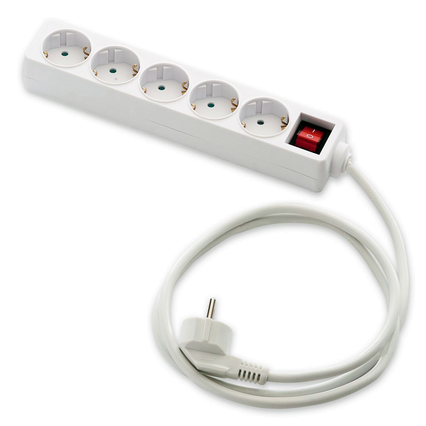 BASE MULTIPLE 5 TOMAS T.T.1'5M CON INTERRUPTOR BLANCO.