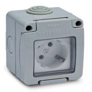 BASE ENCHUFE T.T.ESTANCO 16A GRIS 19068