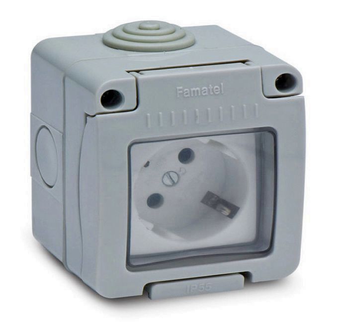 BASE ENCHUFE T.T.ESTANCO 16A GRIS 19068