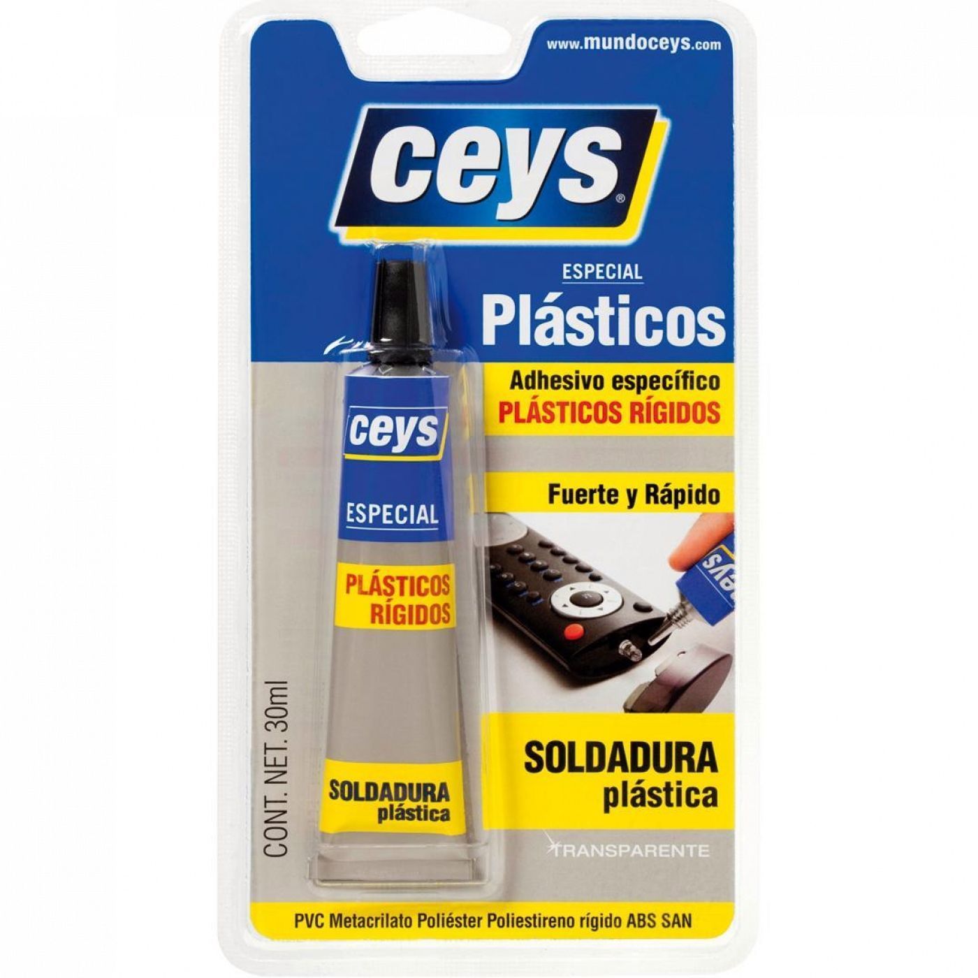PEGAMENTO CEYS PLASTICOS RIGIDOS 30 ML.