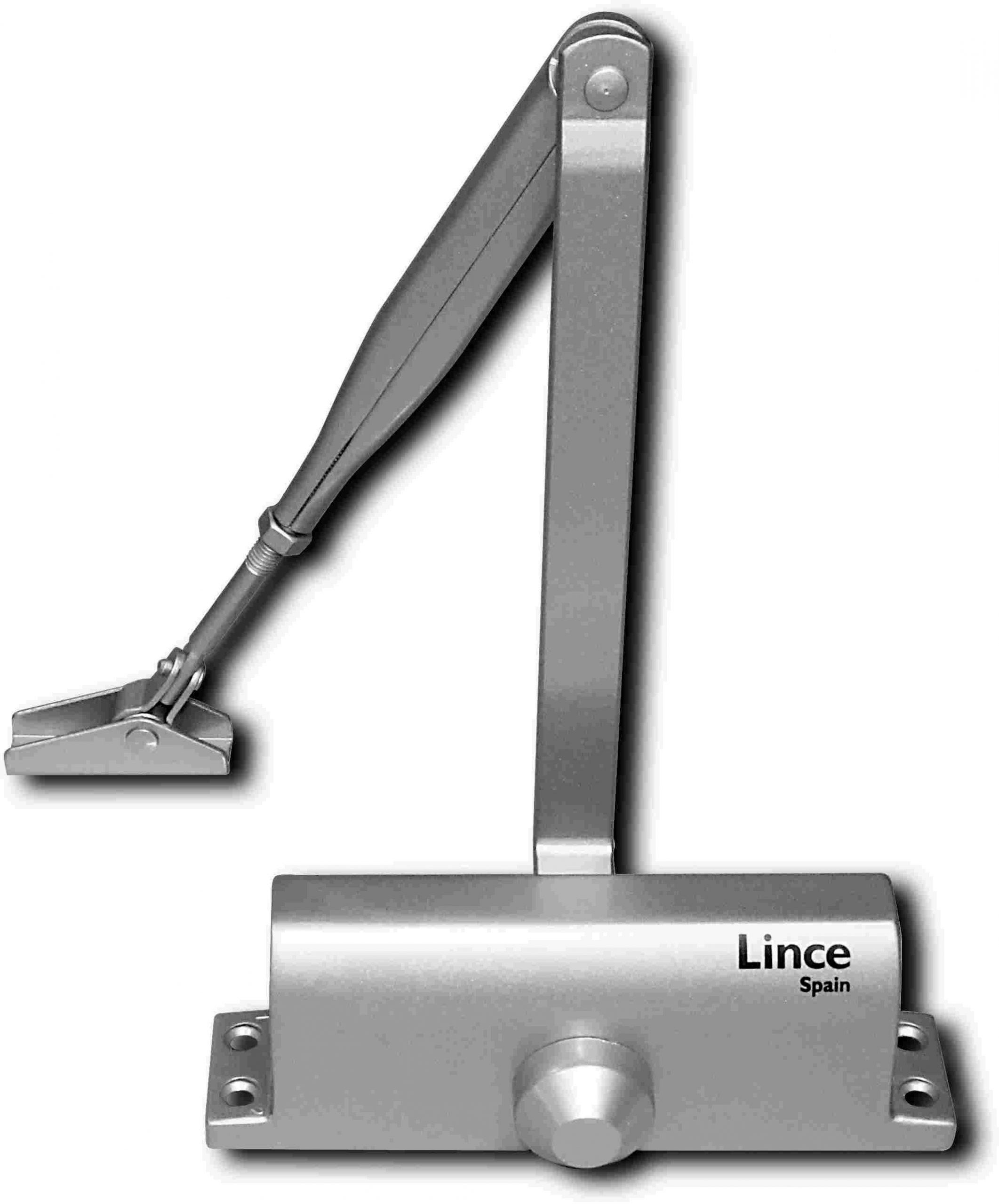 CIERRAPUERTAS LINCE CPA23P SIN RETENEDOR PLATA (PUERTAS 40 KG).
