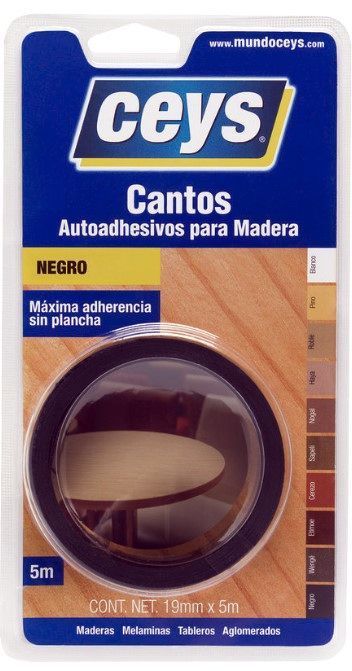 CANTO AUTOADHESIVO CEYS NEGRO ROLLO 5MTS.